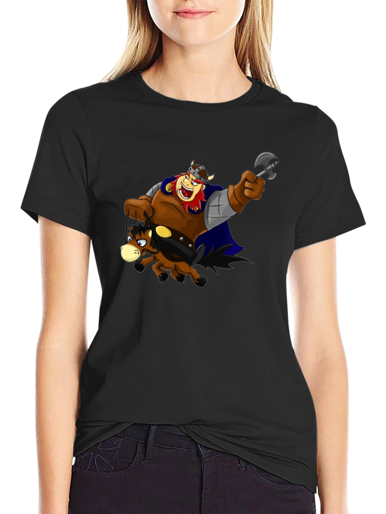 Viking Ride T-Shirt Black Cotton Tee