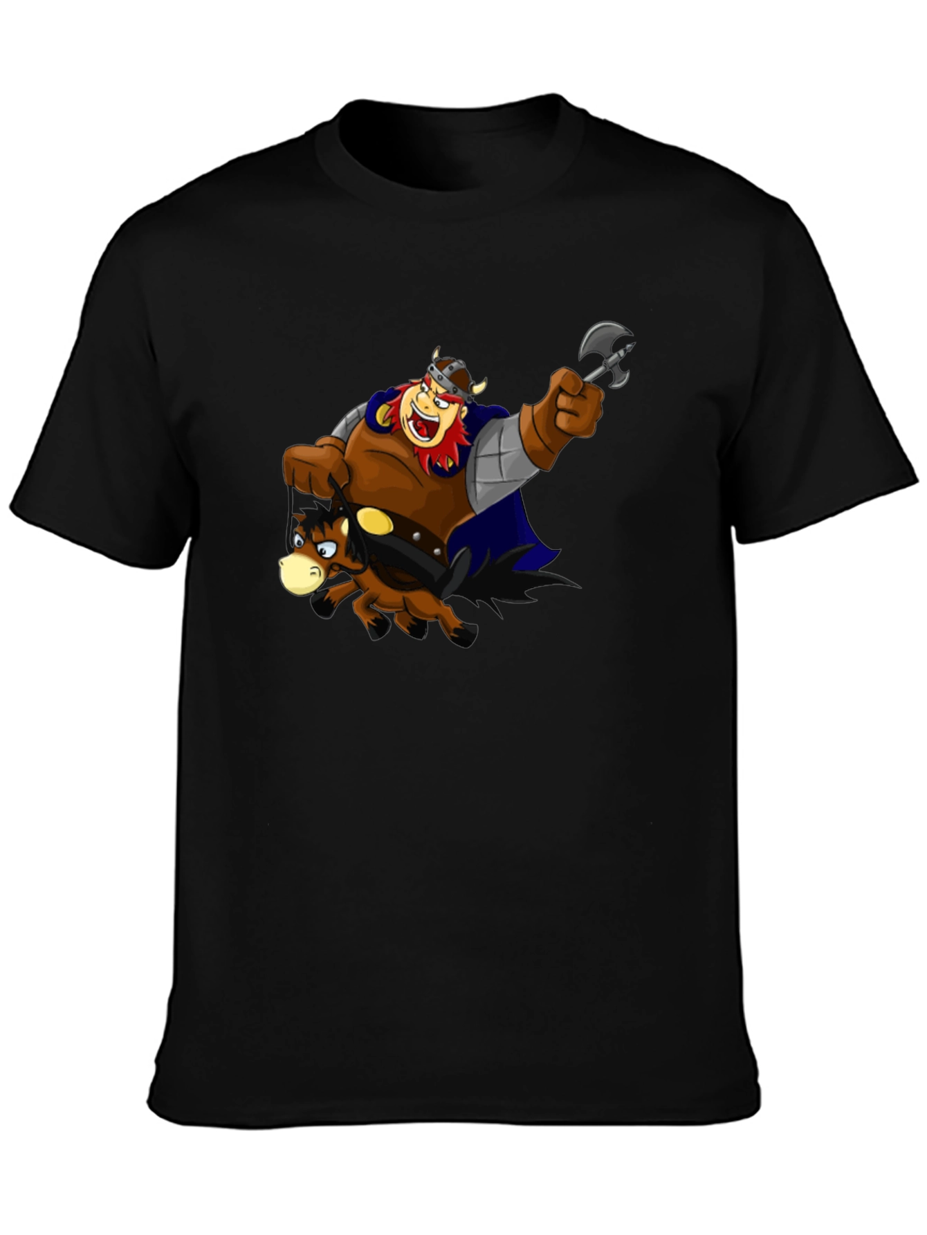Viking Ride T-Shirt Black Cotton Tee