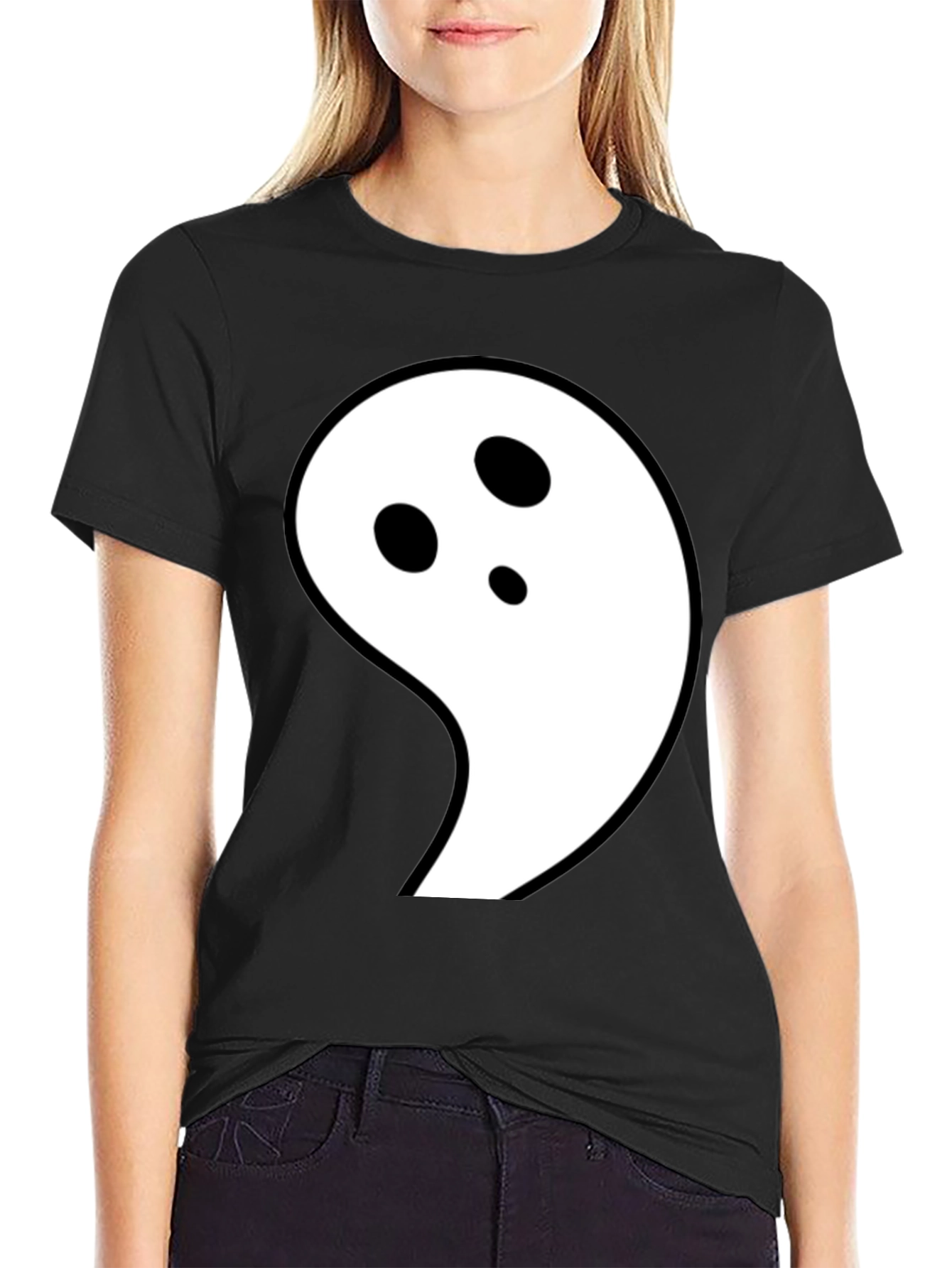 Ghost Graphic Black T-Shirt - Fun Halloween Tee