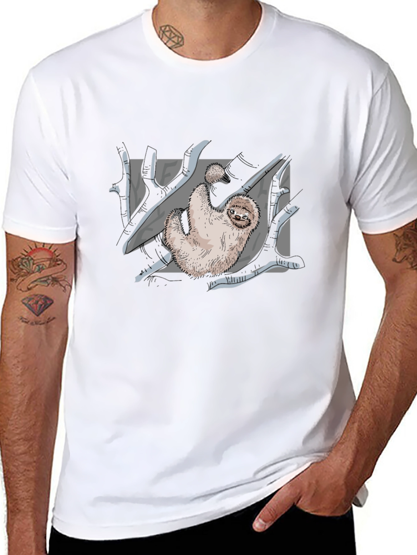 Sloth Graphic Print Black T-Shirt