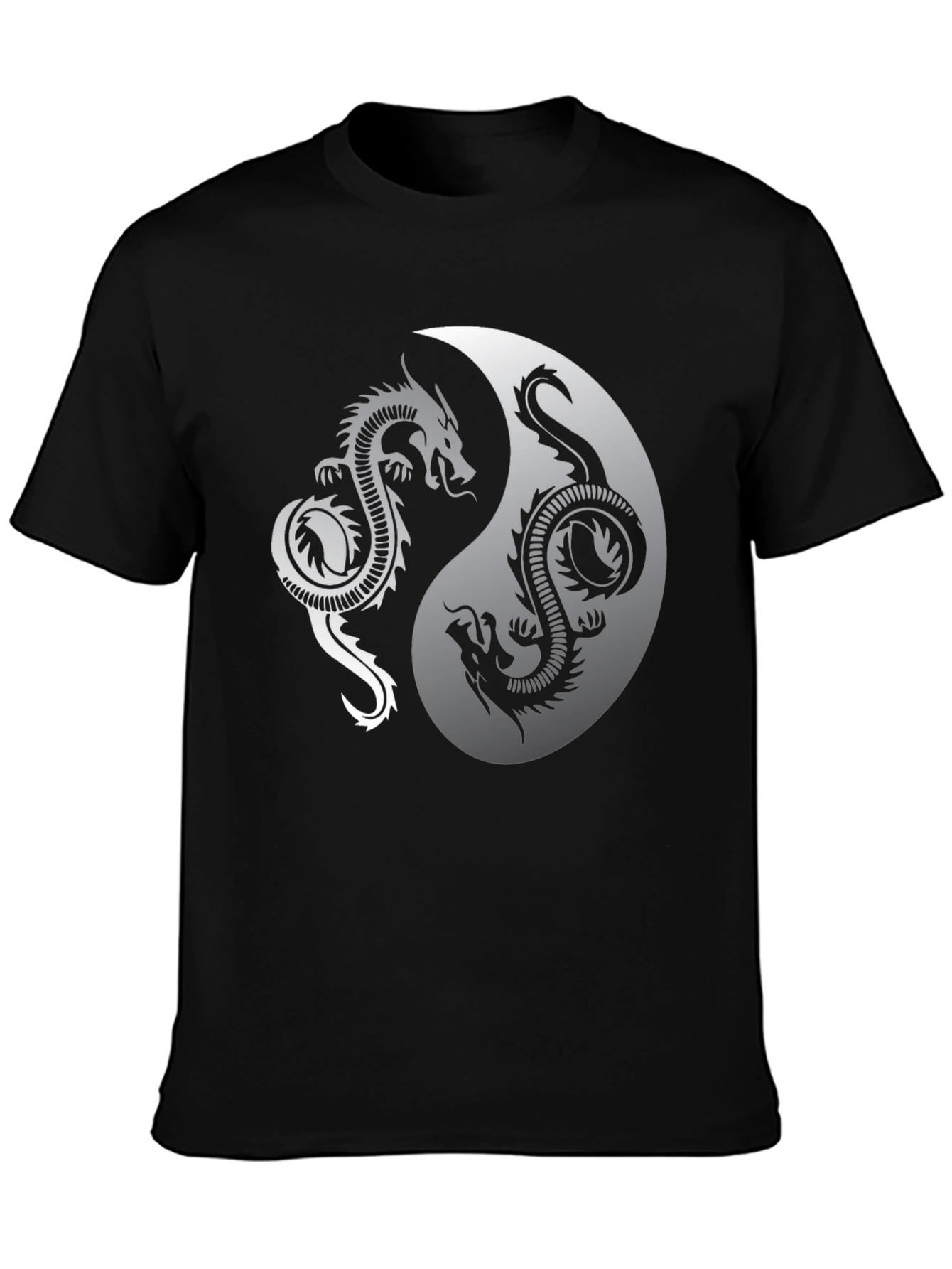 Yin Yang Dragon Graphic Black T-Shirt