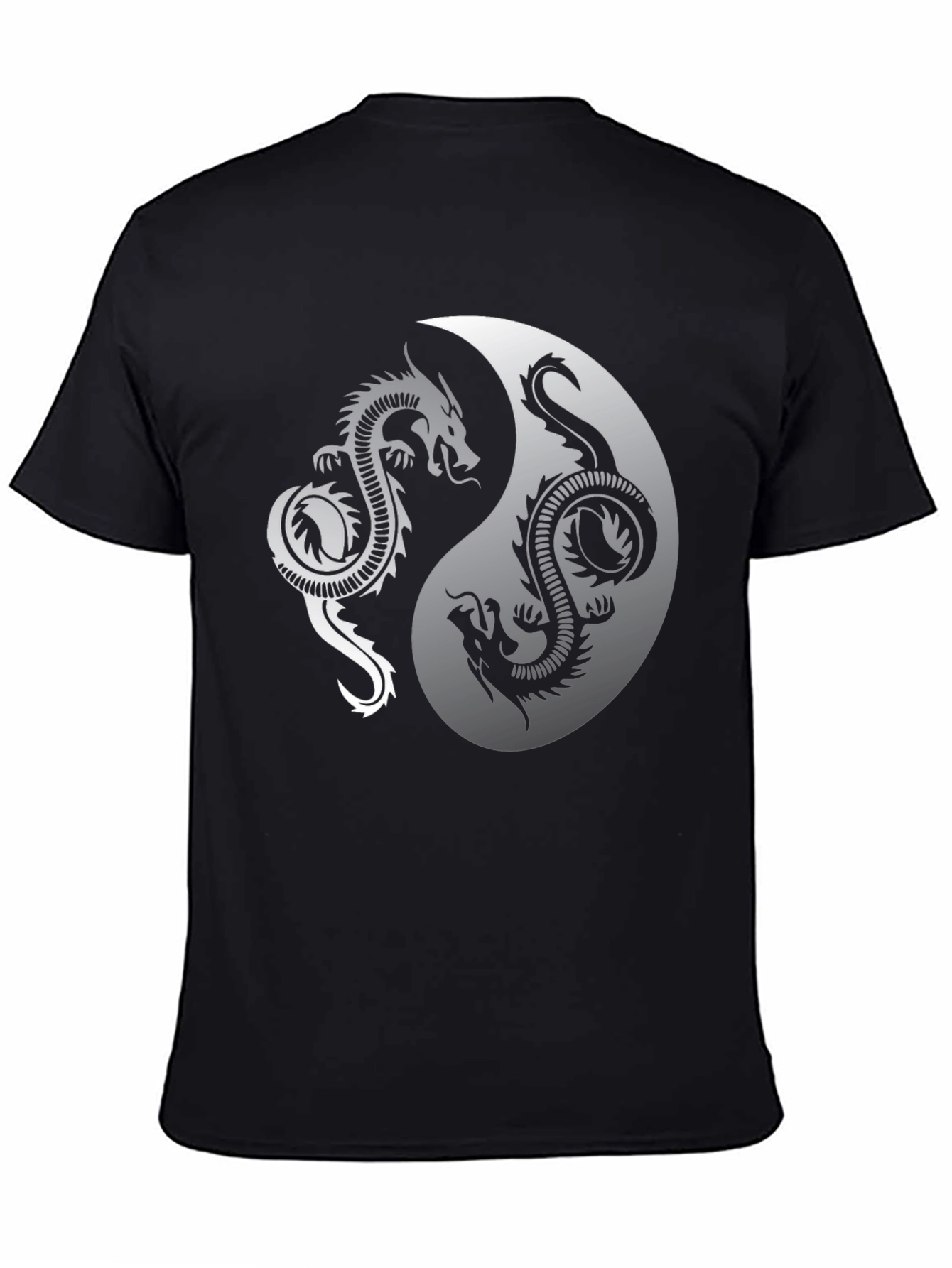 Yin Yang Dragon Graphic Black T-Shirt