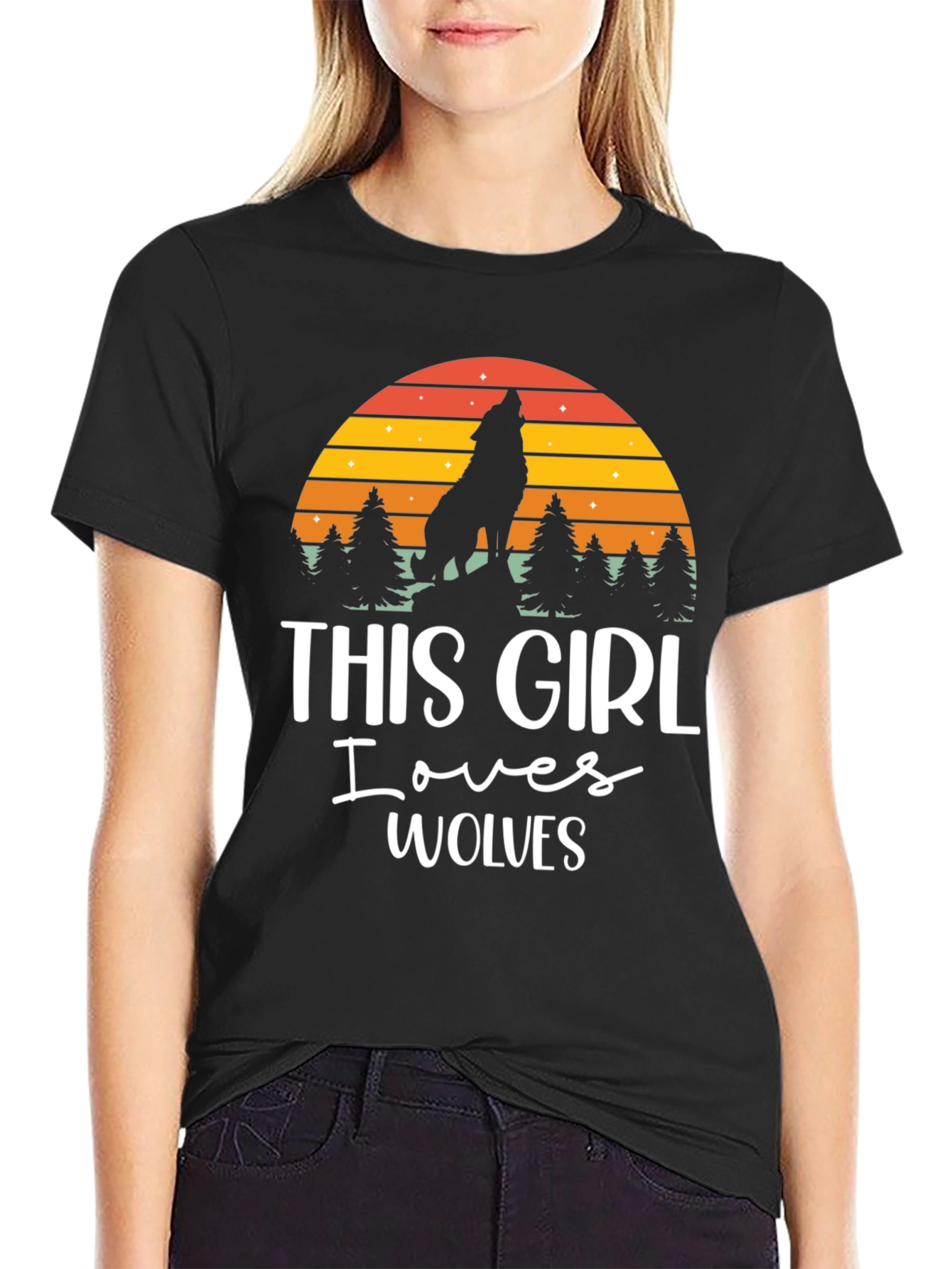 This Girl Loves Wolves T-Shirt Wolf Lover Tee