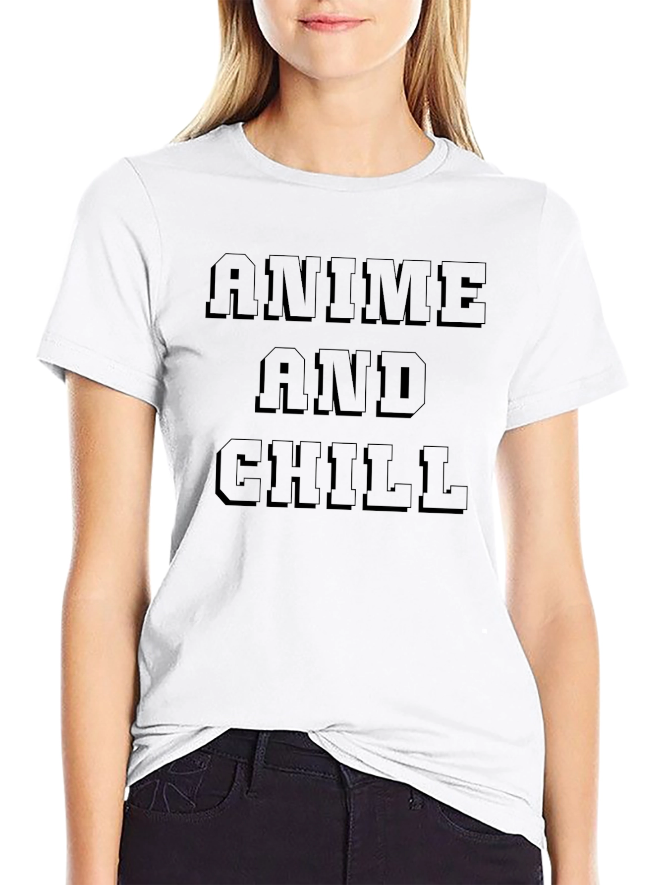 Anime and Chill Graphic Tee - Black Cotton T-Shirt