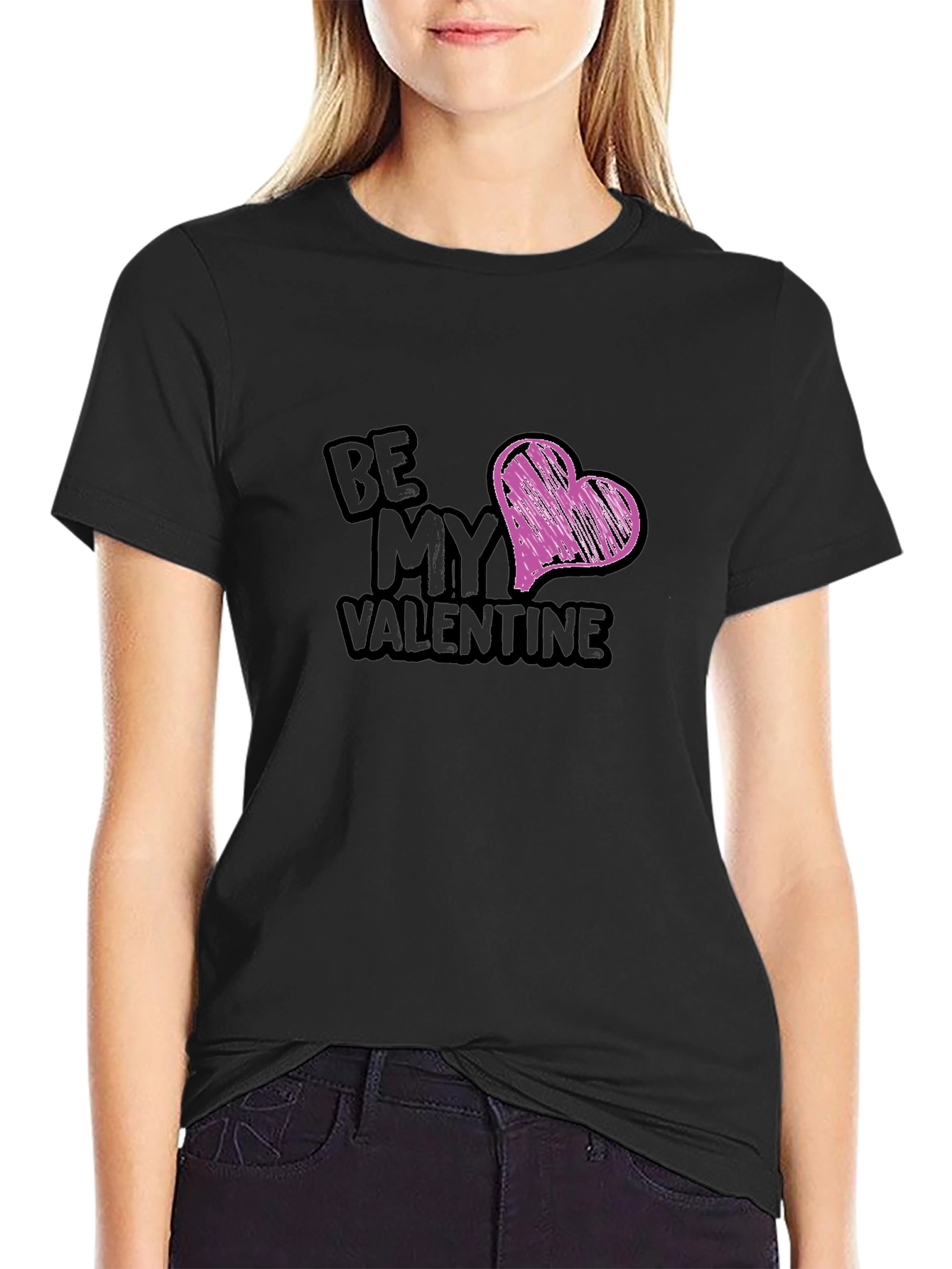 Be My Valentine Black Graphic Tee
