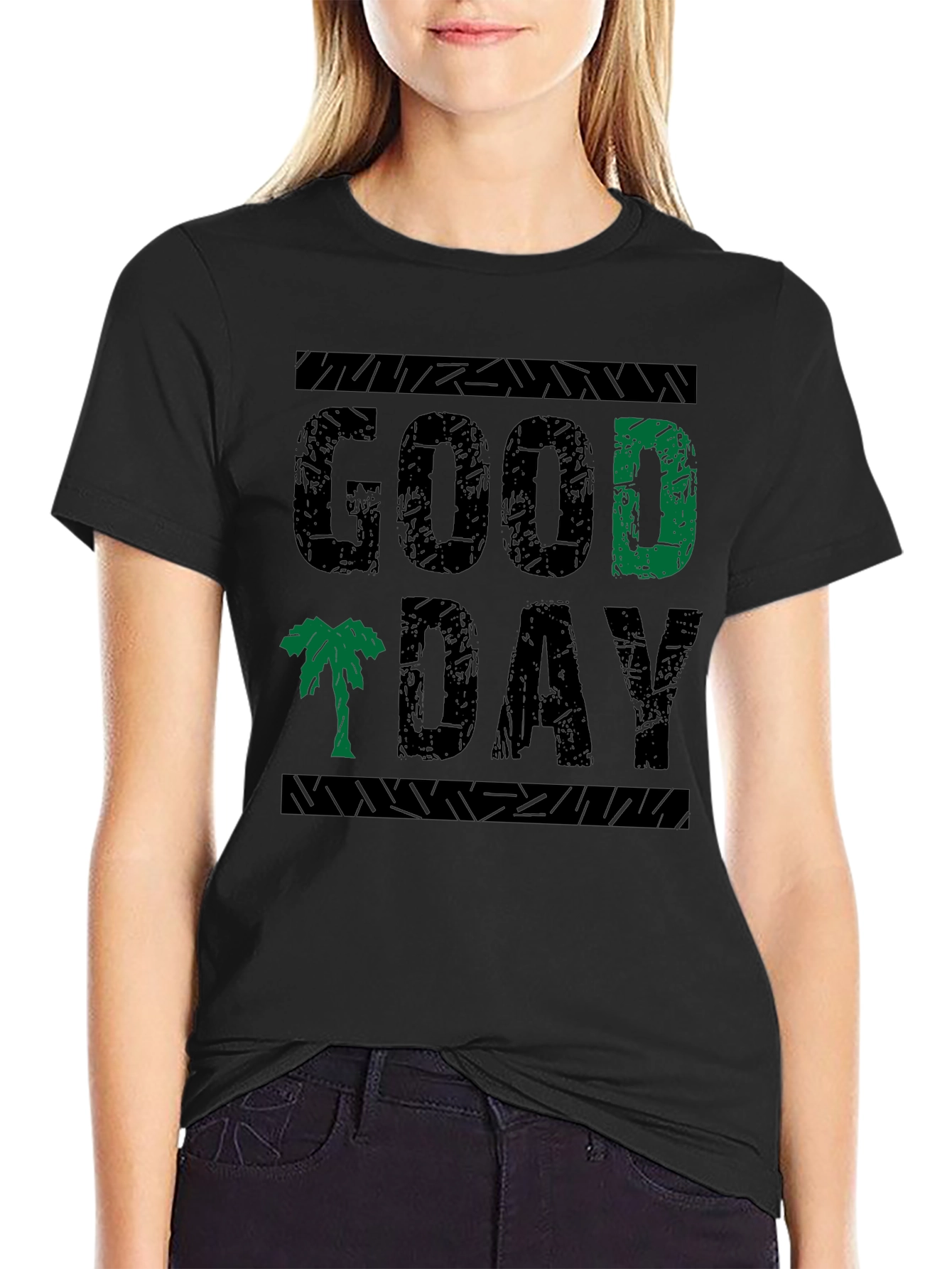 Good Day Graphic Print Crew Neck Tee