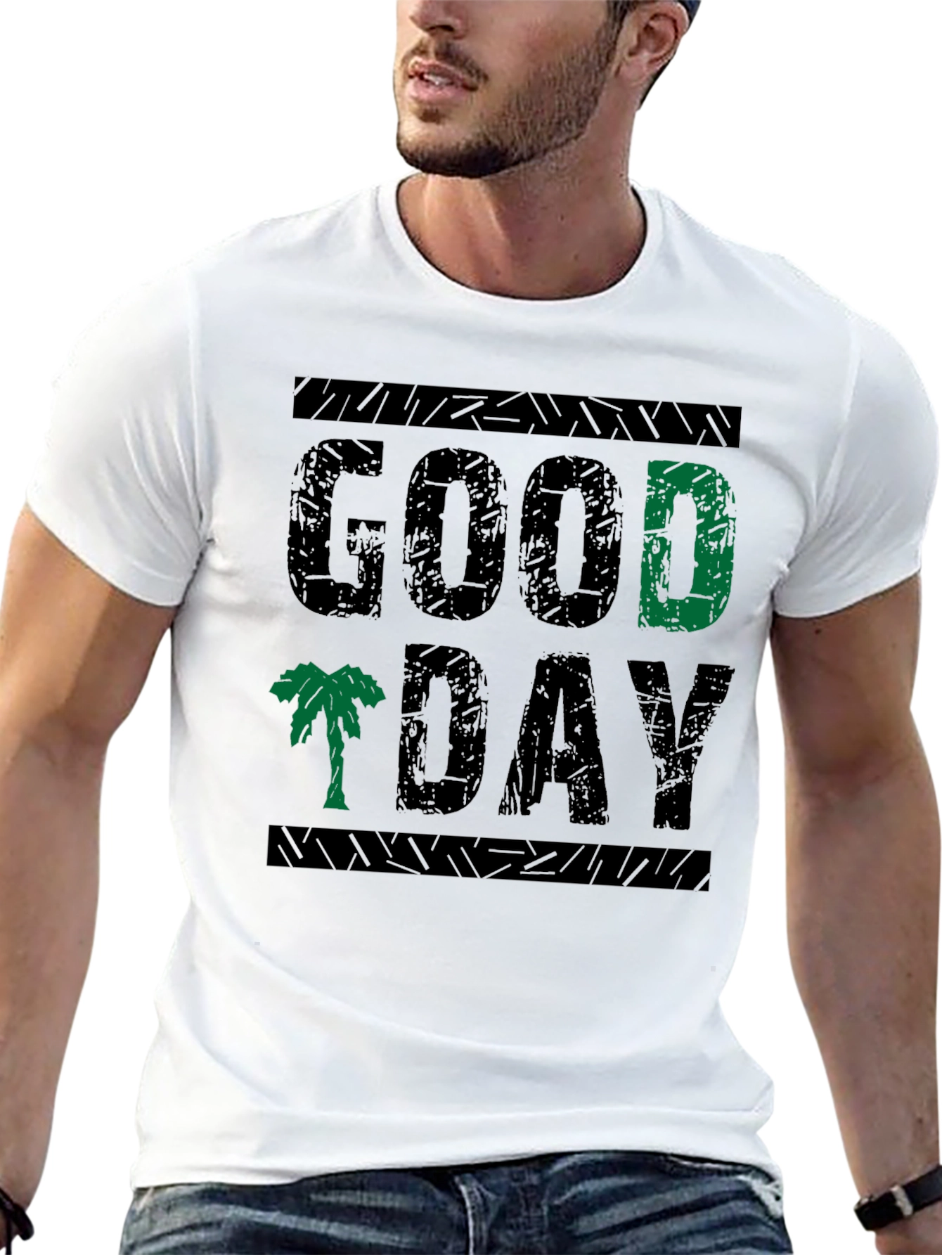 Good Day Graphic Print Crew Neck Tee