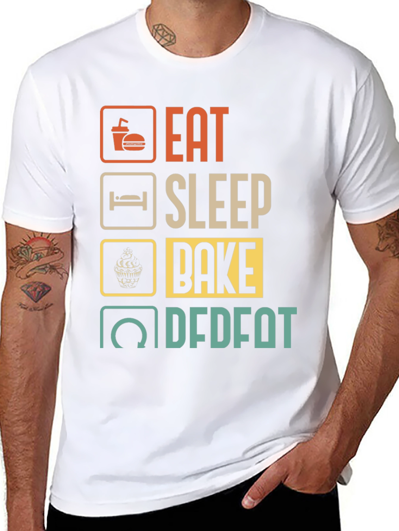 Eat Sleep Bake Repeat Mens Graphic Tee