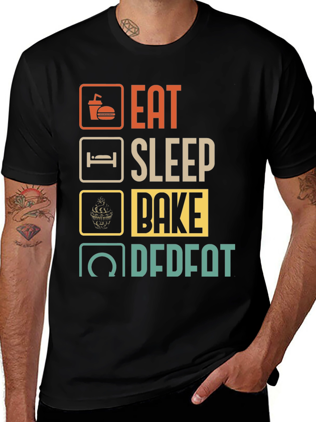 Eat Sleep Bake Repeat Mens Graphic Tee