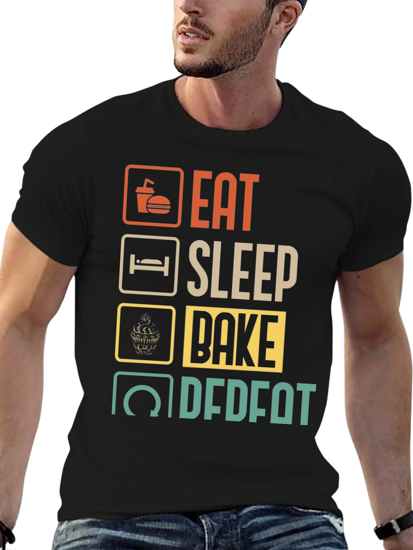 Eat Sleep Bake Repeat Mens Graphic Tee