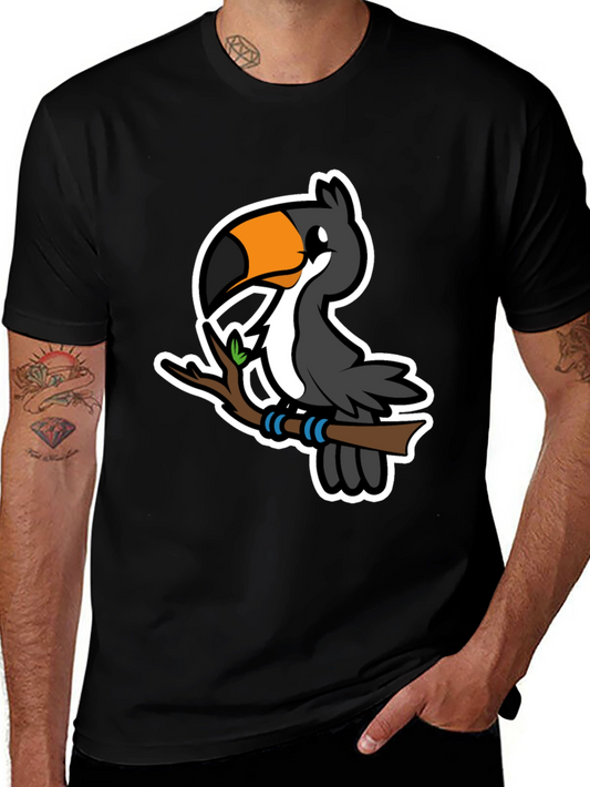 Cartoon Toucan on Branch Graphic T-Shirt