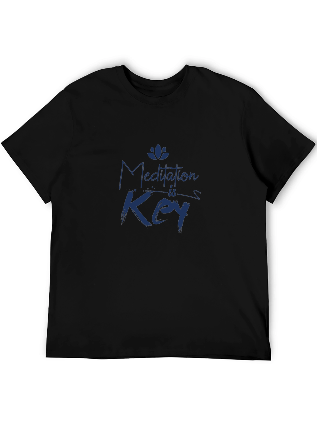 Meditation Is Key - Mens Black Graphic T-Shirt