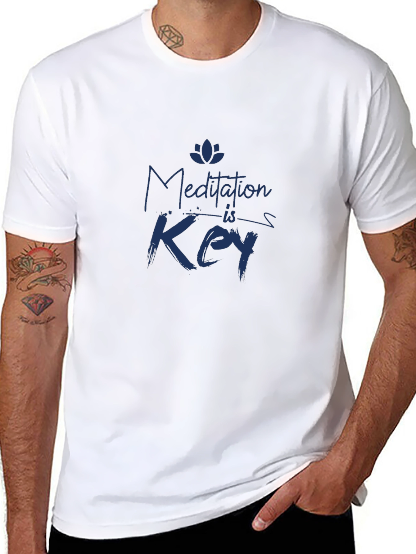 Meditation Is Key - Mens Black Graphic T-Shirt