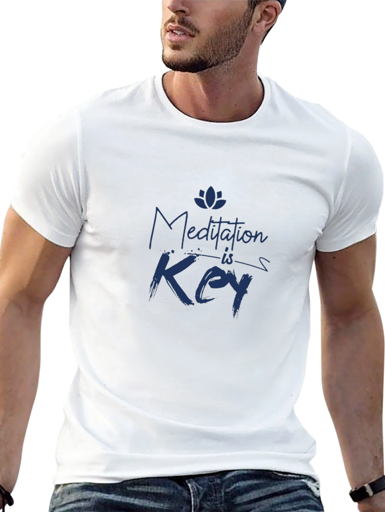 Meditation Is Key - Mens Black Graphic T-Shirt