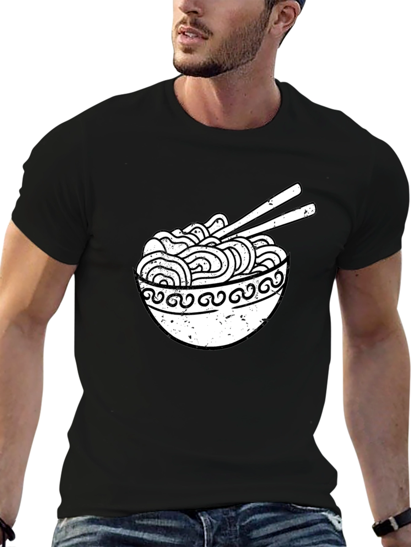 Ramen Bowl Graphic Tee - Black Casual T-Shirt