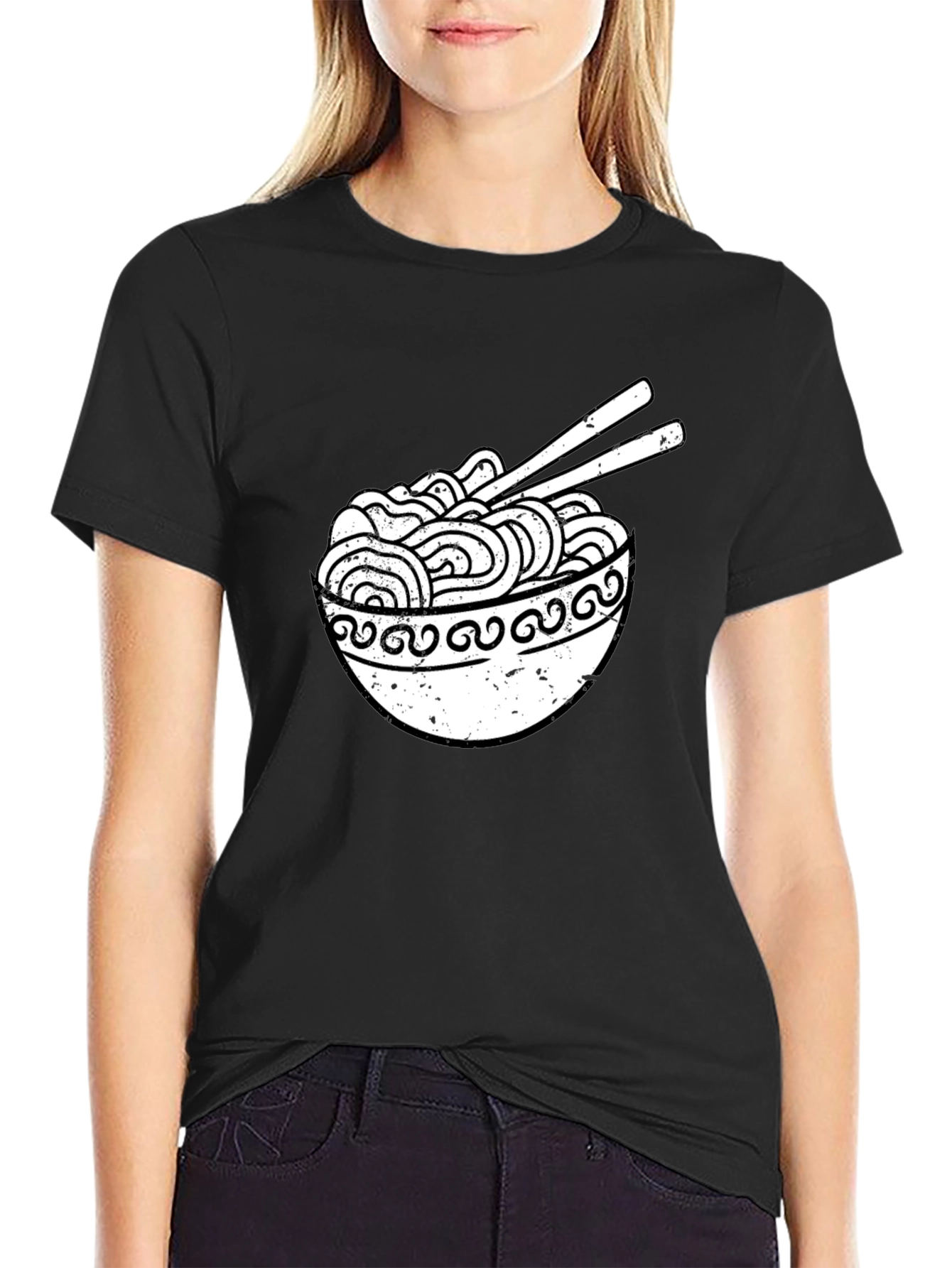 Ramen Bowl Graphic Tee - Black Casual T-Shirt