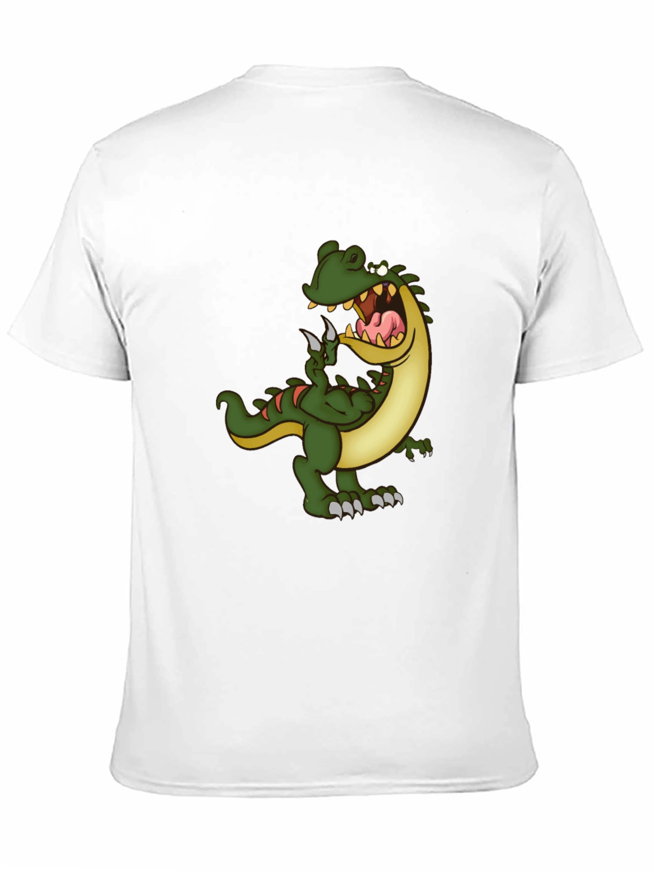 Cartoon Dinosaur Graphic Tee - Black