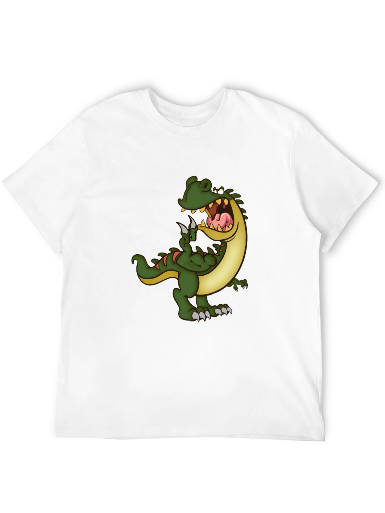 Cartoon Dinosaur Graphic Tee - Black