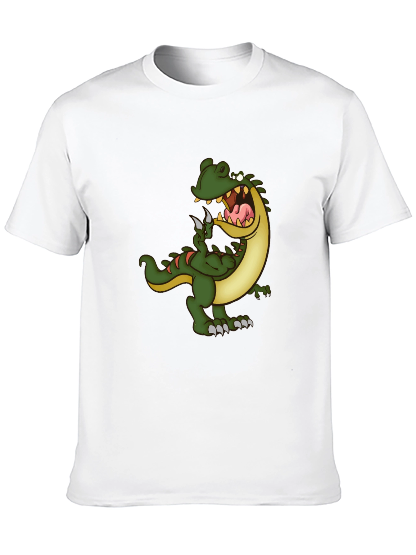 Cartoon Dinosaur Graphic Tee - Black