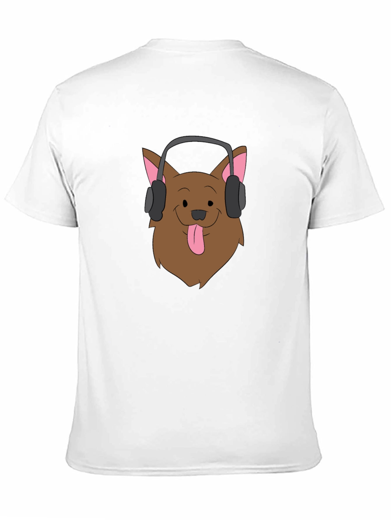 Dog with Headphones Graphic Tee - Black Cotton T-Shirt