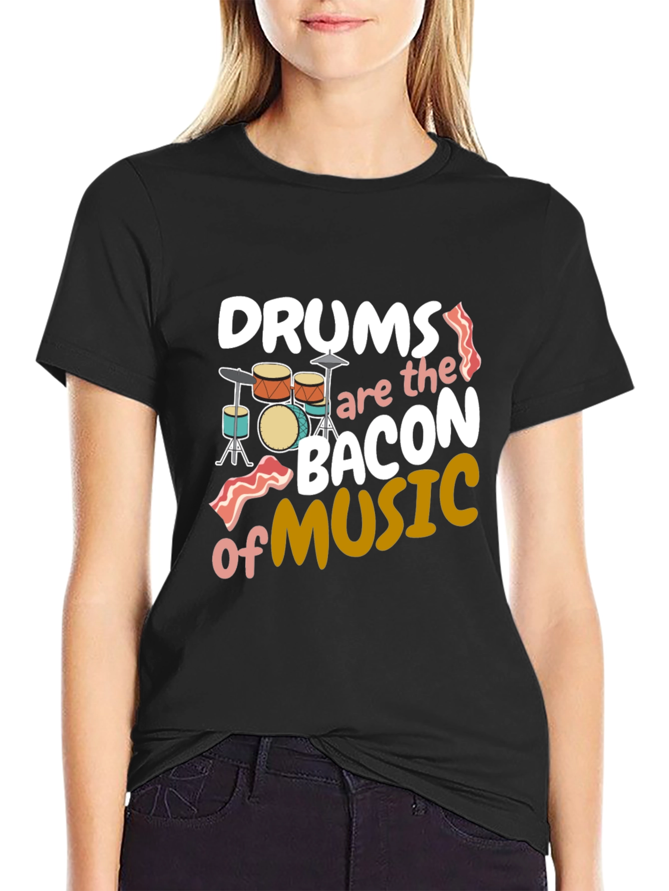 Drums Bacon of Music T-Shirt