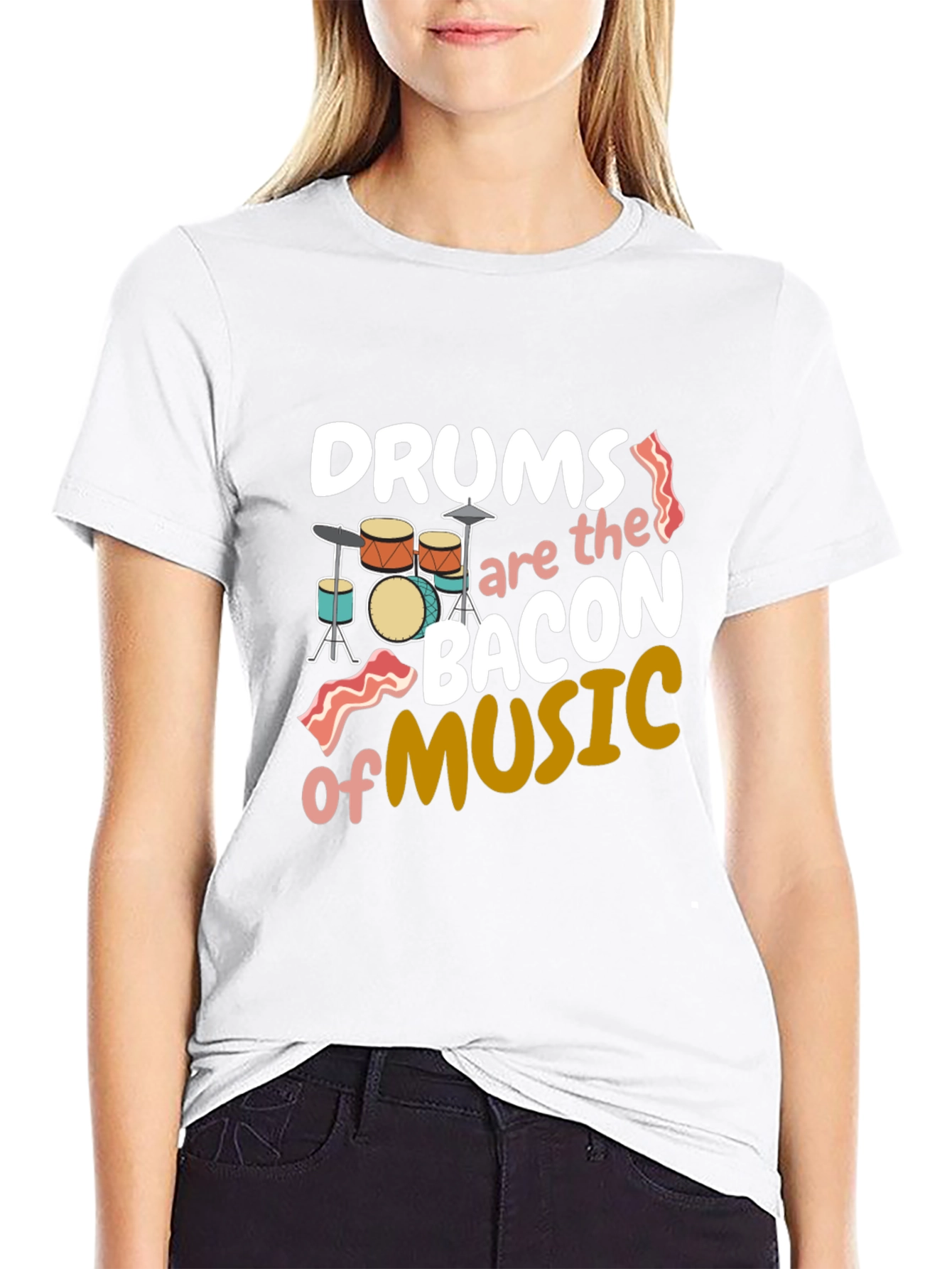 Drums Bacon of Music T-Shirt