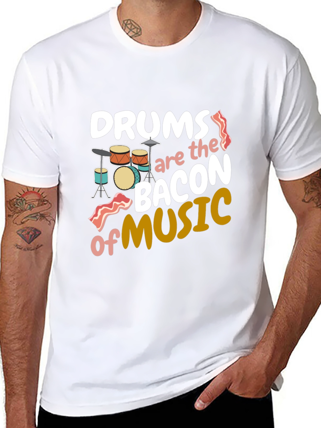Drums Bacon of Music T-Shirt
