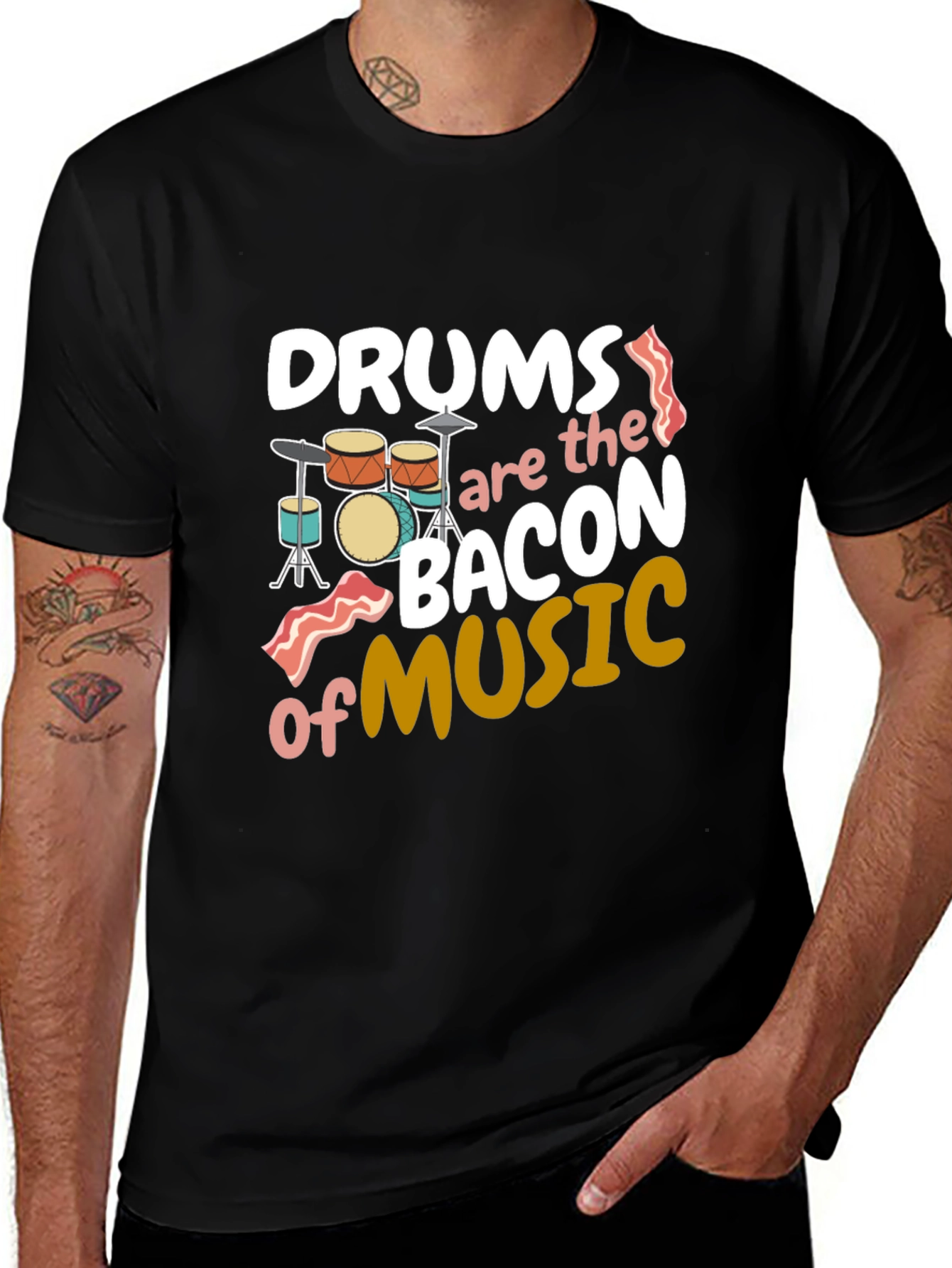 Drums Bacon of Music T-Shirt