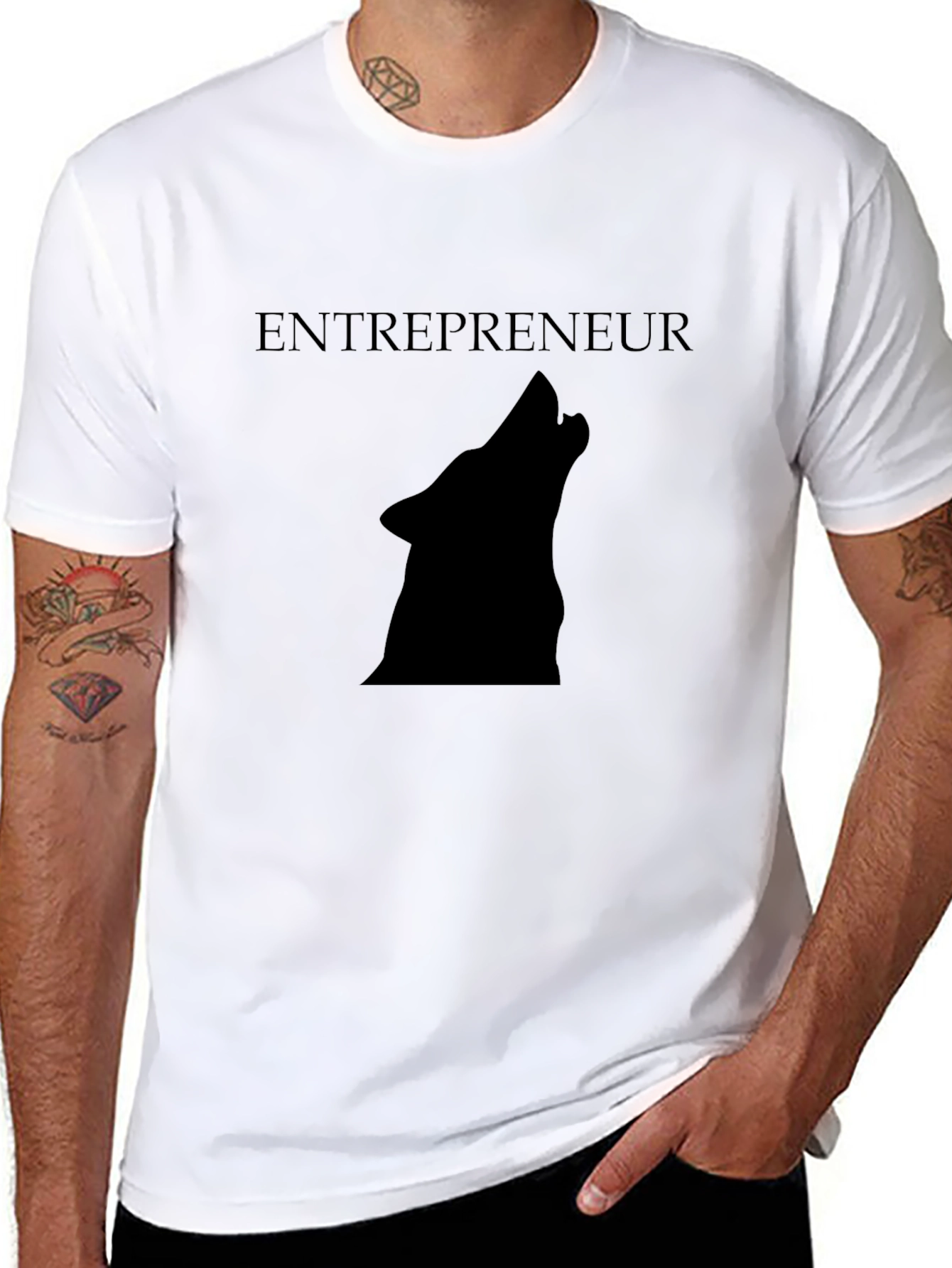 Entrepreneur Wolf Howling Graphic Tee - Black