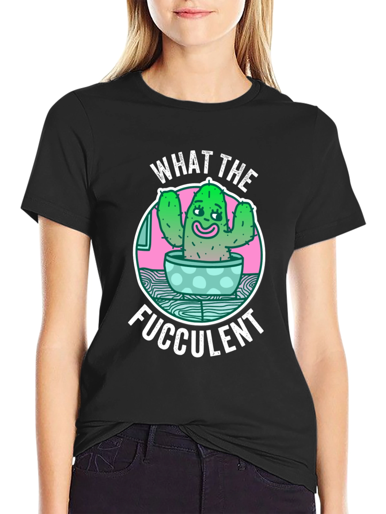 What the Fucculent T-Shirt Funny Cactus Graphic Tee