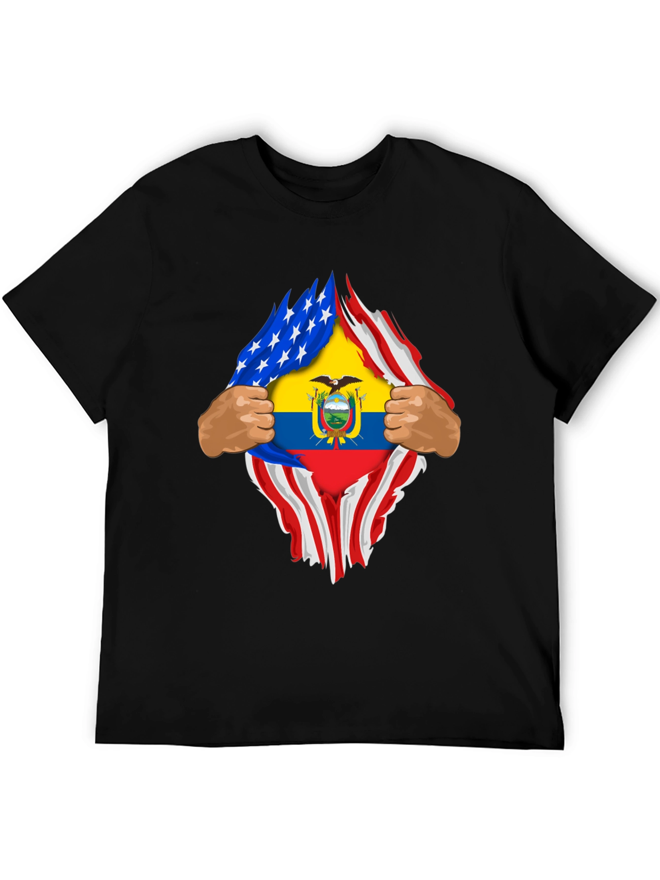 USA Ecuador Flag Ripped Shirt