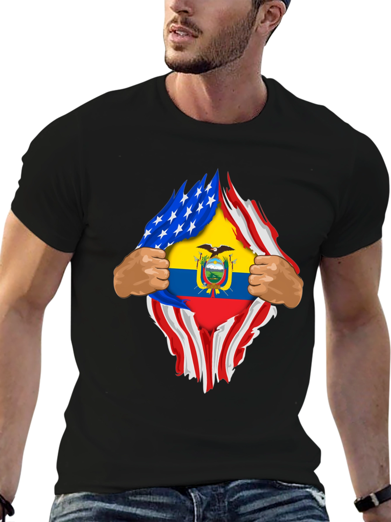 USA Ecuador Flag Ripped Shirt