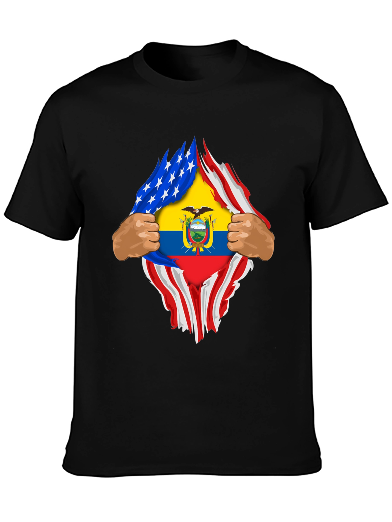 USA Ecuador Flag Ripped Shirt