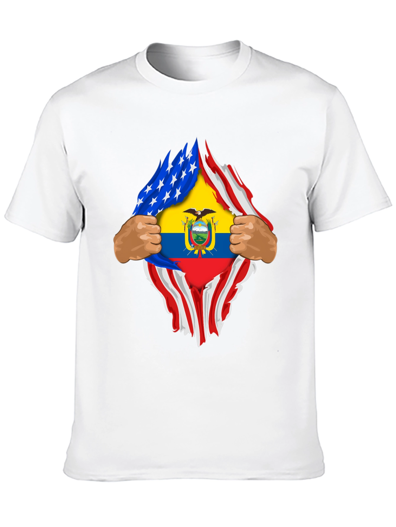 USA Ecuador Flag Ripped Shirt
