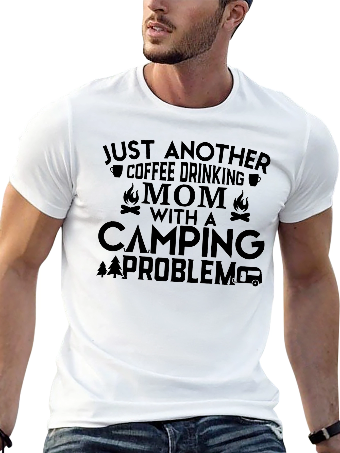 Coffee Drinking Mom Camping Problem Graphic Tee