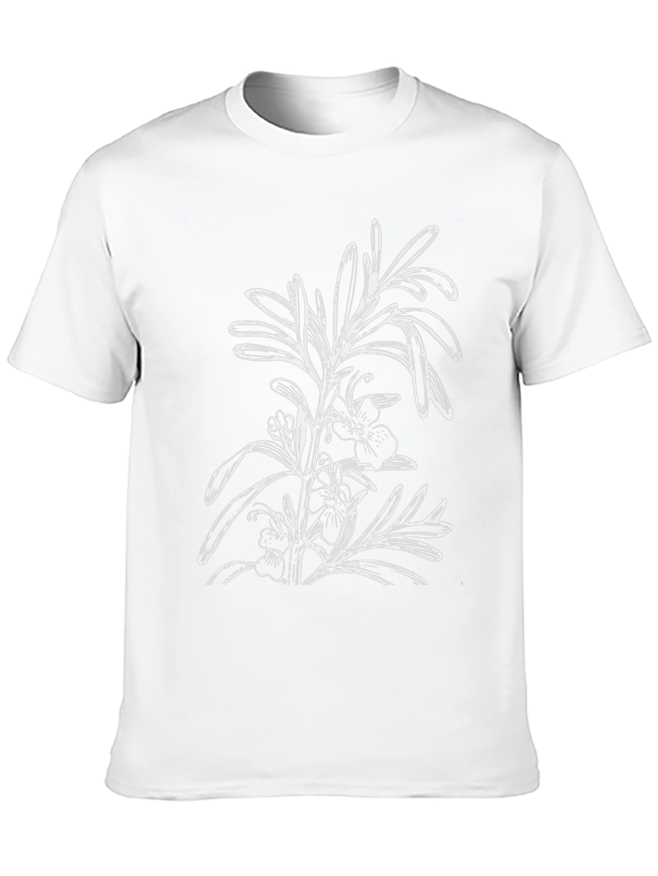 Black T-Shirt with Floral Botanical Graphic