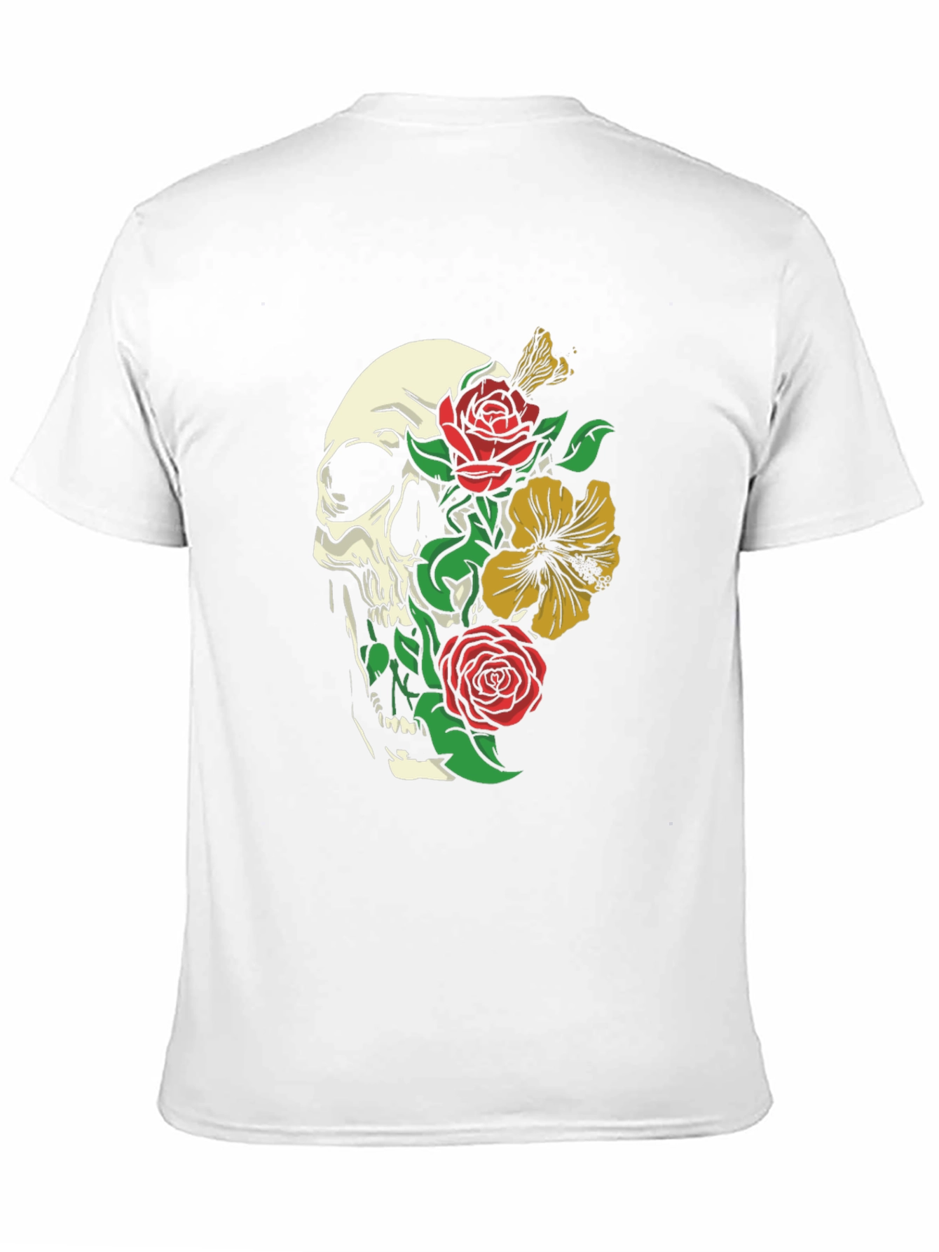 Skull & Roses Graphic Print Black T-Shirt