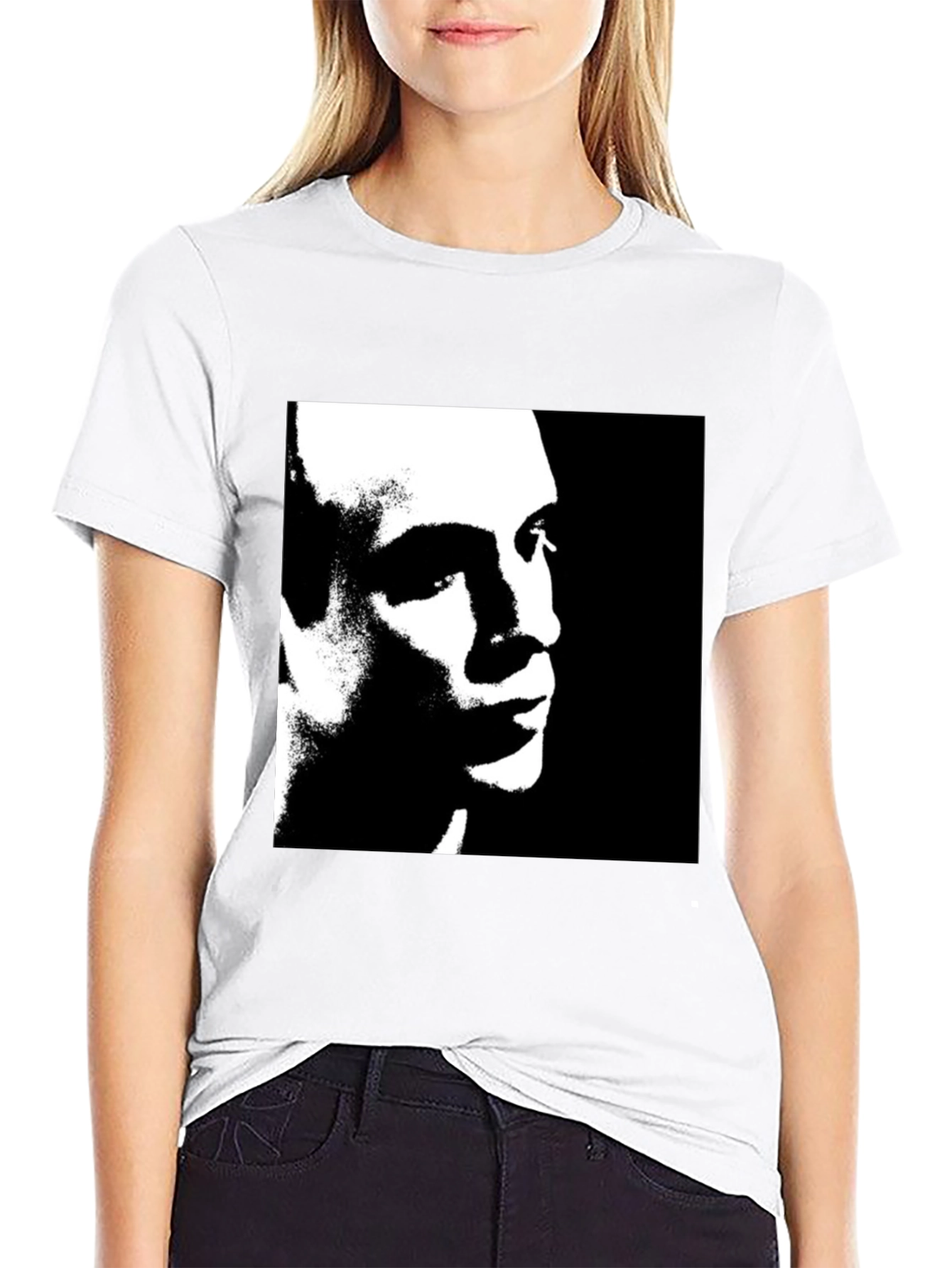 Monochrome Portrait Graphic Tee - Black