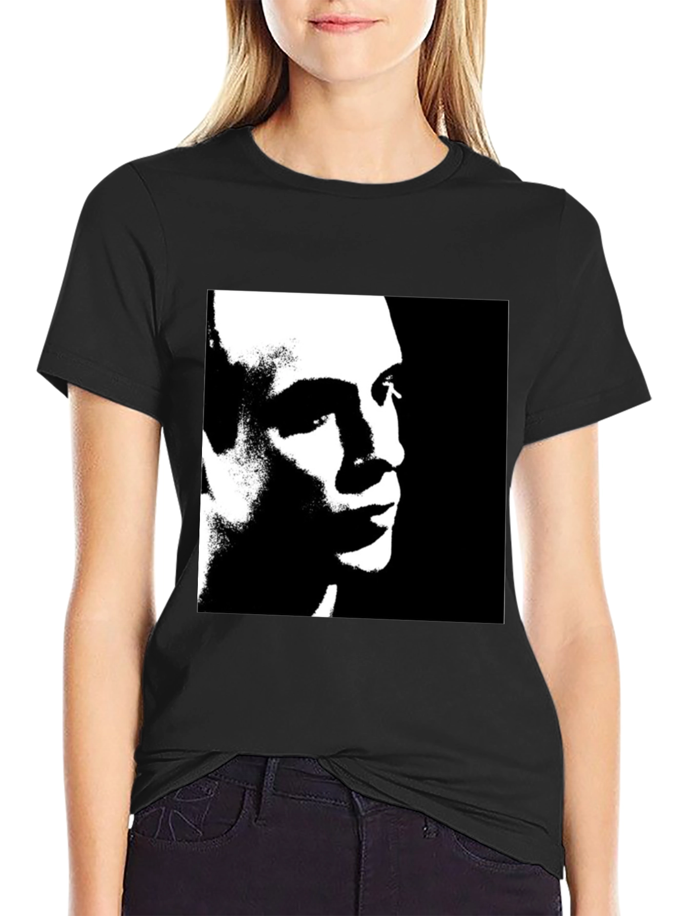 Monochrome Portrait Graphic Tee - Black
