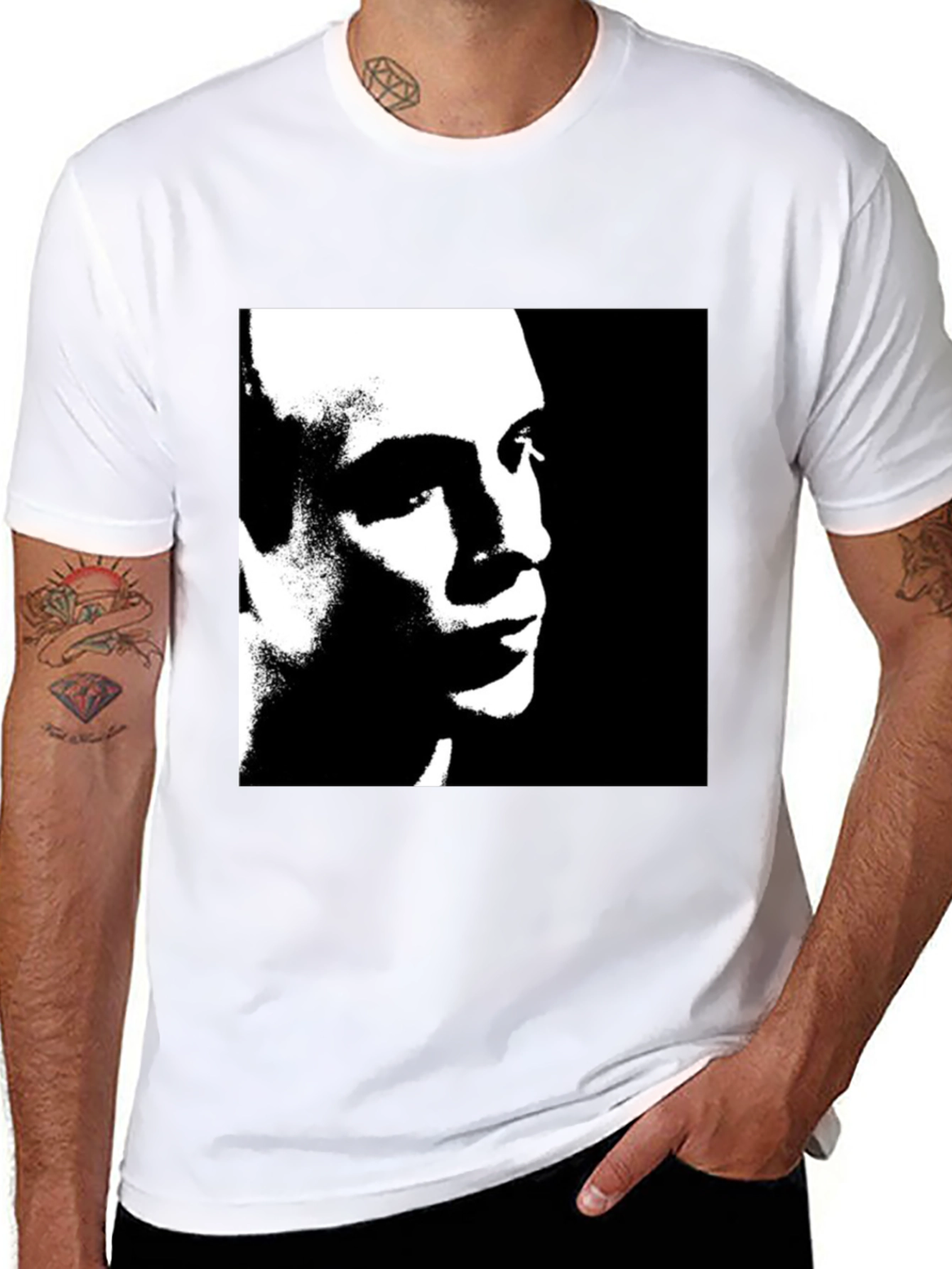 Monochrome Portrait Graphic Tee - Black