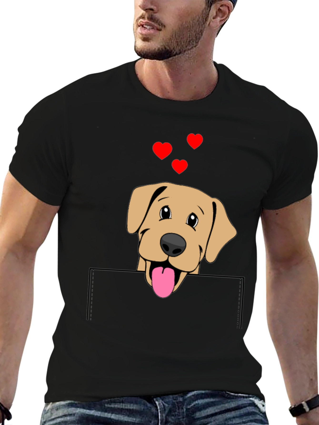 Labrador Pocket T-Shirt with Hearts