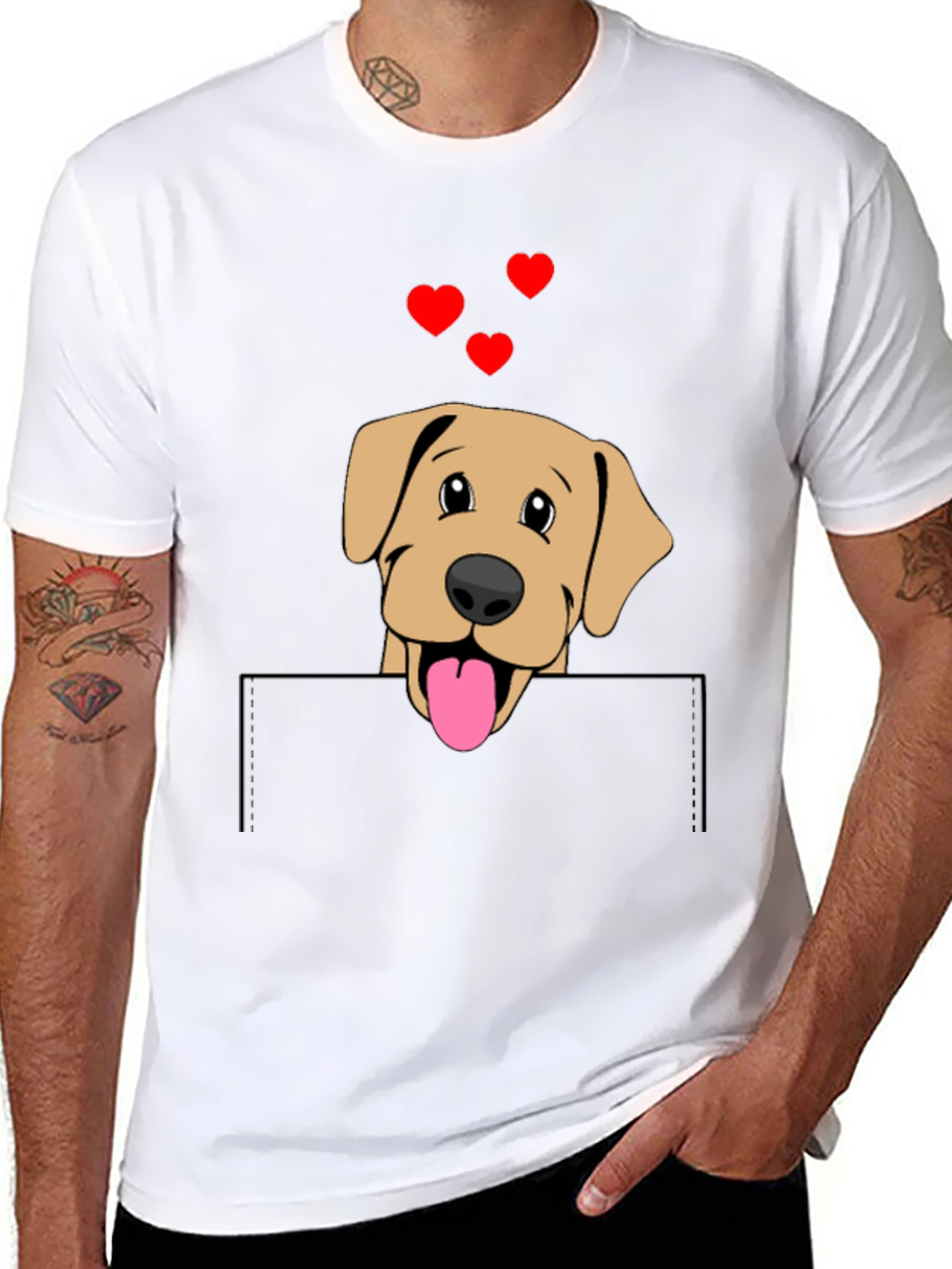 Labrador Pocket T-Shirt with Hearts