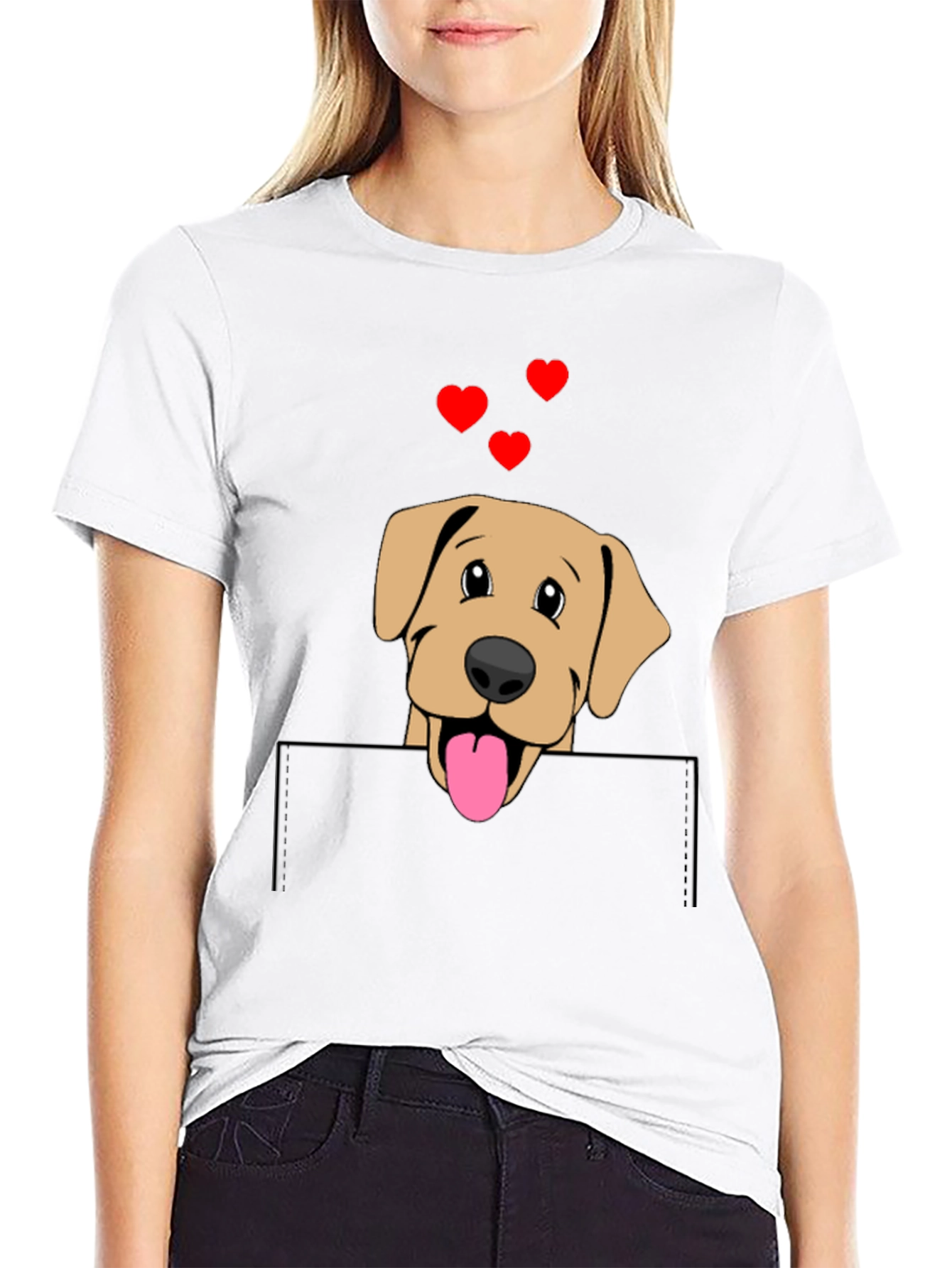Labrador Pocket T-Shirt with Hearts