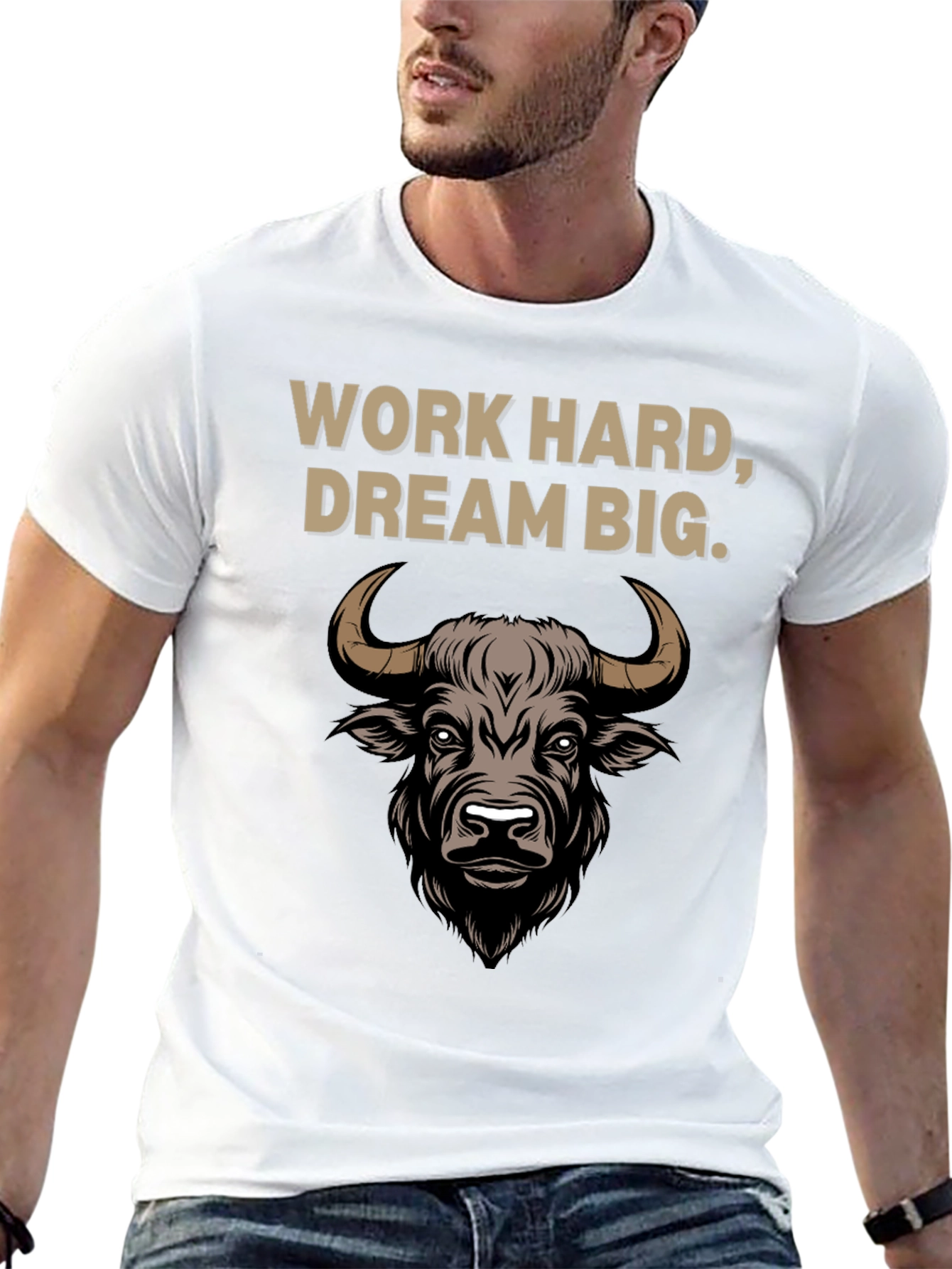 Work Hard Dream Big Bull Graphic Tee