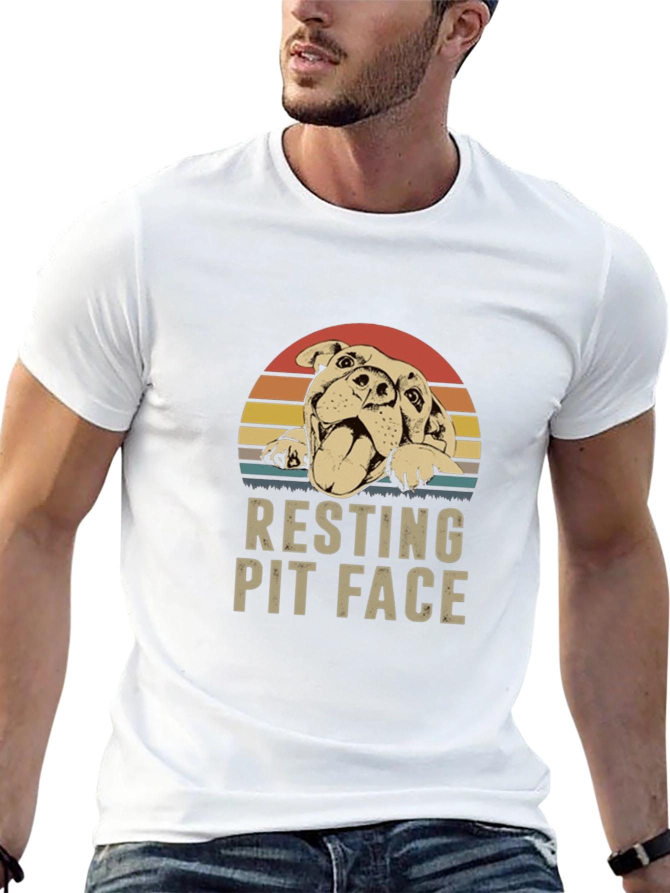 Resting Pit Face T-Shirt - Dog Lover Tee