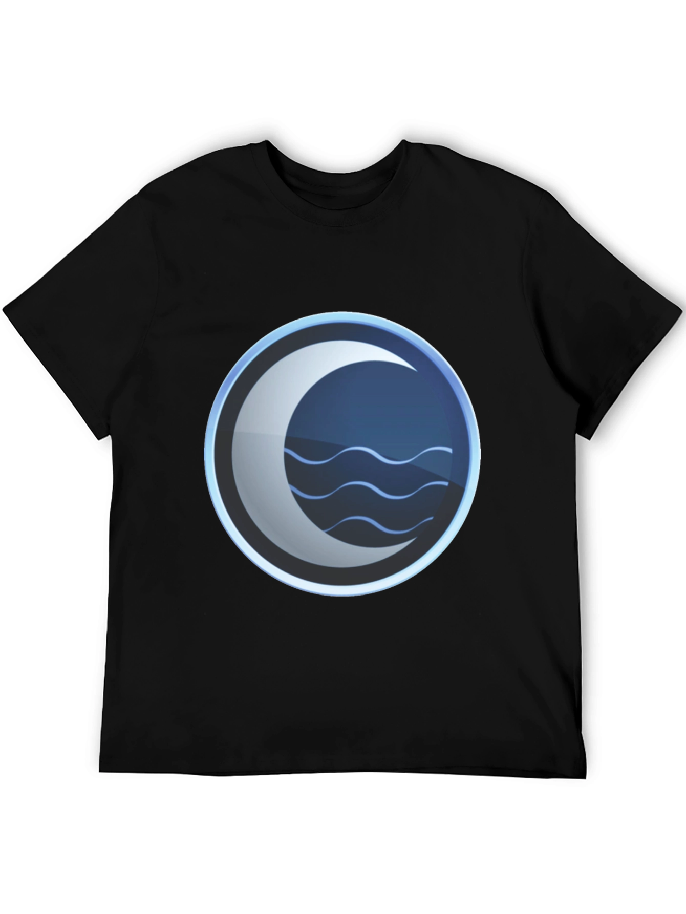 Mystic Crescent Wave Graphic Tee - Black Cotton Blend