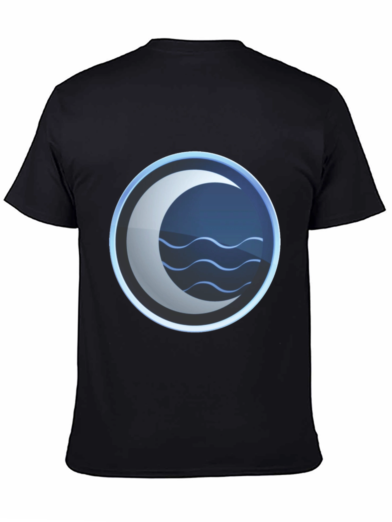 Mystic Crescent Wave Graphic Tee - Black Cotton Blend