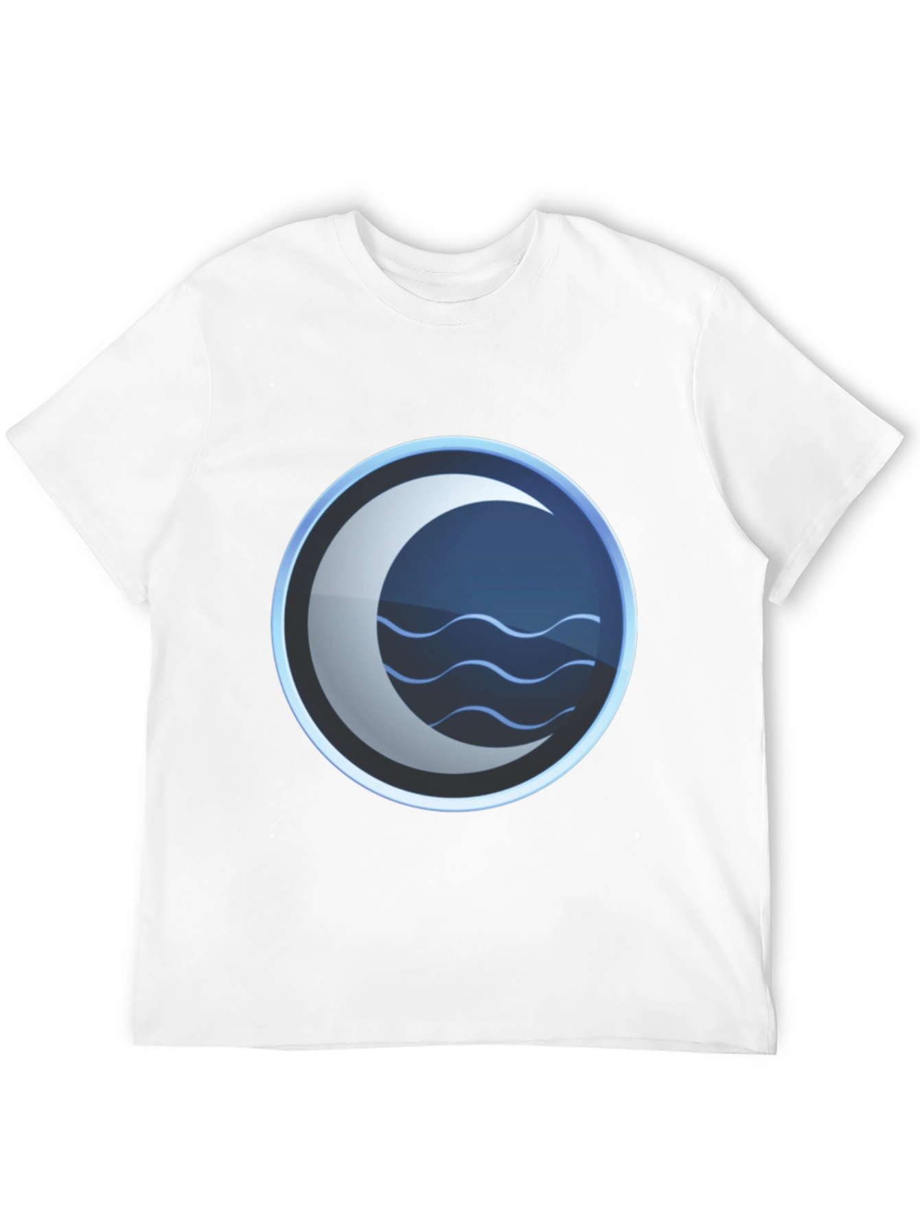 Mystic Crescent Wave Graphic Tee - Black Cotton Blend