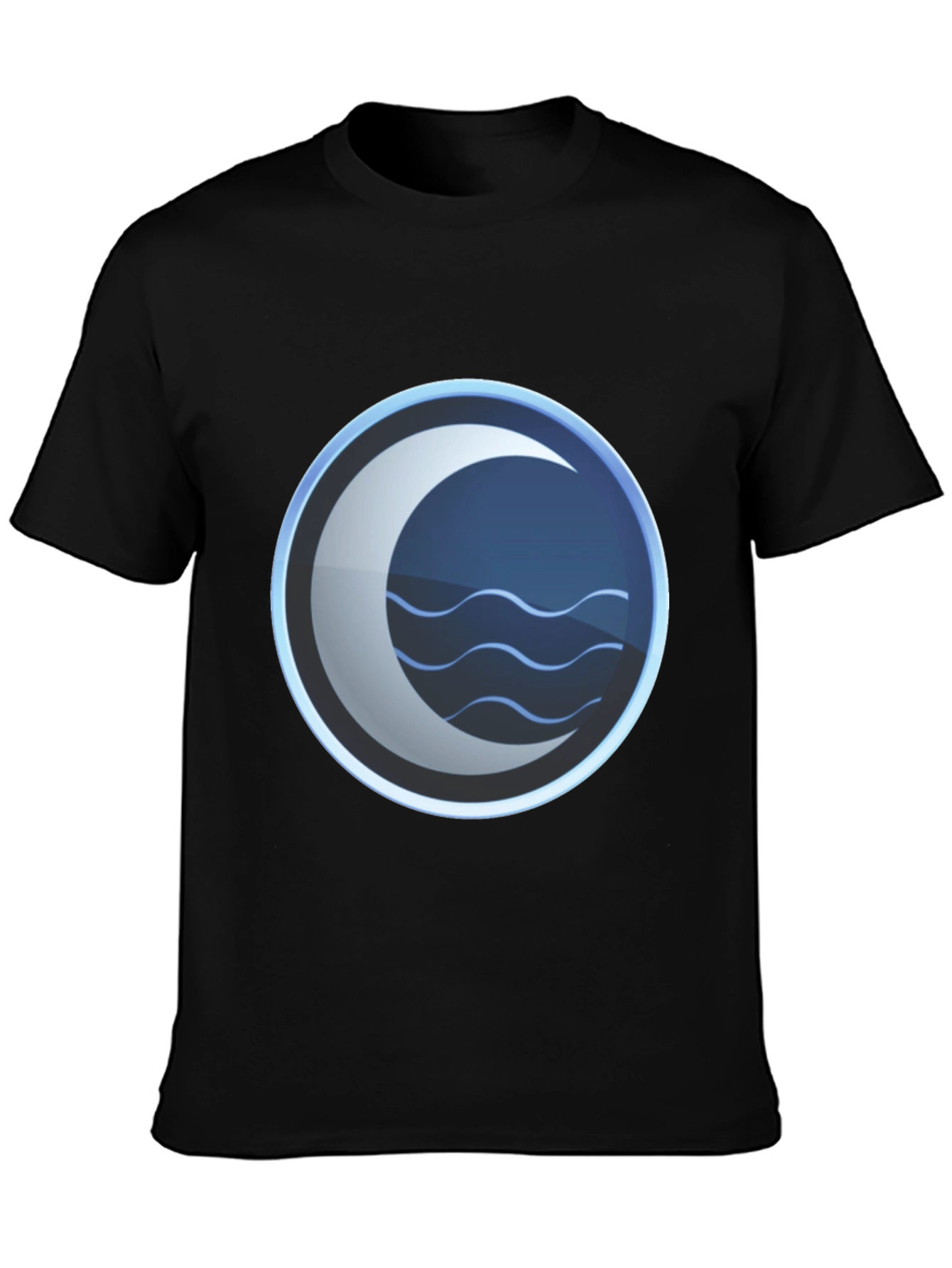 Mystic Crescent Wave Graphic Tee - Black Cotton Blend