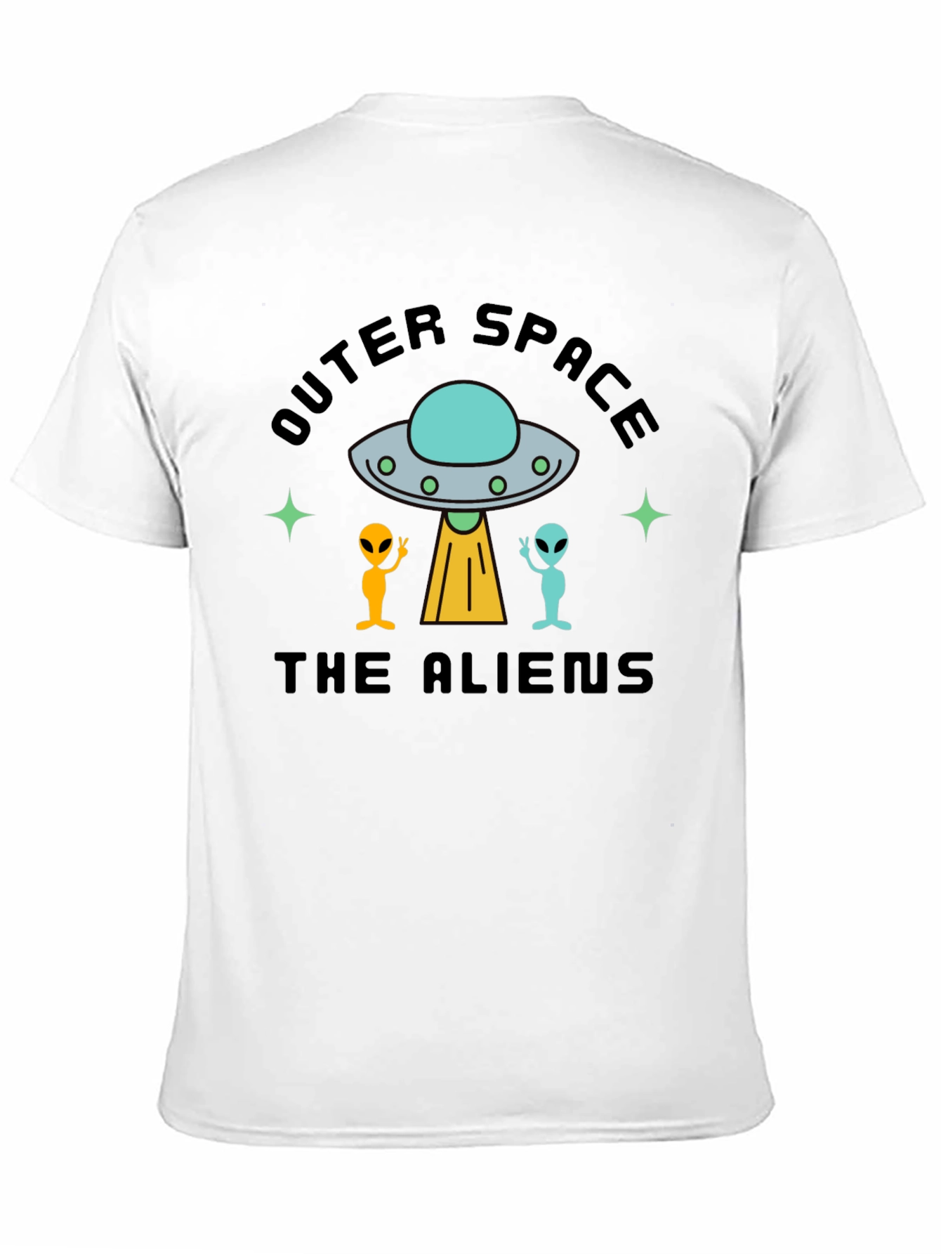 Outer Space Aliens Black T-Shirt